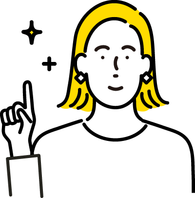黄色い髪とイヤリングをつけた人物が長方形の物を持っているイラスト。背景はシンプルで小さな装飾があり、親しみやすくプロフェッショナルな雰囲気です。